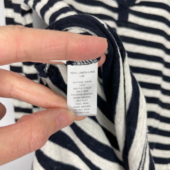 LOFT | Bundle 2 Navy White Stripe Linen Casual Top & Red White Racerback Tank - Picture 6 of 11